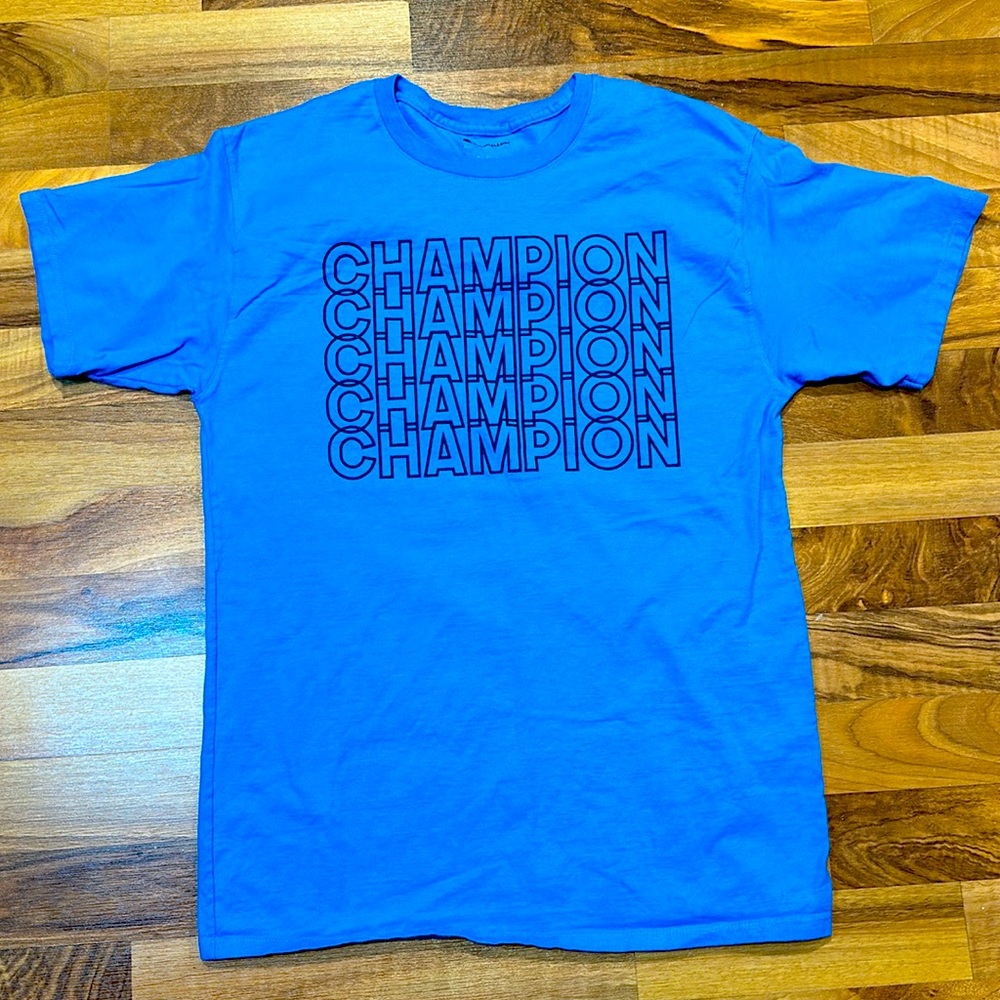 Champion Men's Shirt Cascading Logo Black In Blue Size Medium